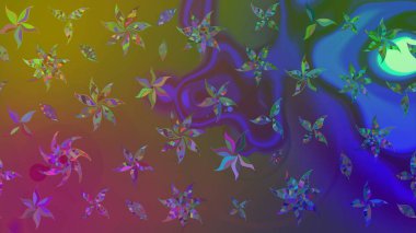 Çizim çiçek deseni duvar kağıdı, web sitesi arka planı, ambalaj kağıdı, davetiye, broşür, afiş veya web sitesi için kullanılabilir. Parlak elementlerin. El çizimi Raster illüstrasyonu.