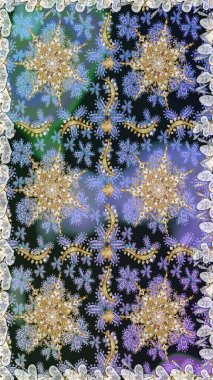 Damask pürüzsüz süsü. Klasik oryantal desen gri renklerden üstündür. Geleneksel raster ve altın desen.