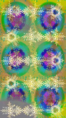 Kar taneleri arka planda. Kar tanesi süsleme deseni. Kar taneleri deseni. Raster illüstrasyonu. Arkaplanda soyut kar taneleri izole edilmiş düz tasarım.