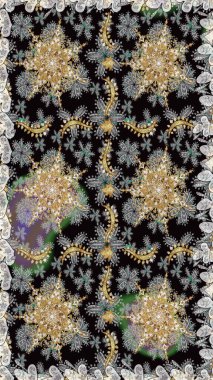 Raster oryantal süs. Kusursuz altın desen. Gri renklerde, altın elementlerle kusursuz desen.