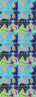 Damask çizimi tekrarlanıyor. Mavi renklerdeki altın element. Barok tarzında altın çiçekli süs. Doku arkaplanı üzerine altın duvar kağıdı.