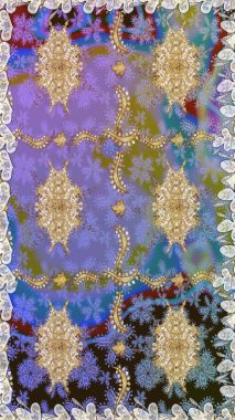 Paisleys zarif çiçek desenli arkaplan duvar kâğıdı çizimi klasik stil, modern 3D çizgili sanat ve menekşe desenli çiçek yaprakları ve süslemeleri..