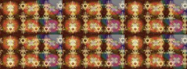 Yuvarlak raster kar tanesi. Renkli arka planda izole tatlı kar taneleri. Soyut kış kahverengisi, nötr ve sarı süs. Güzel kar tanesi. Raster illüstrasyonu.