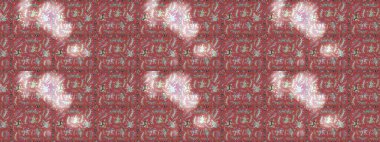 Patlayan çiçekler soyut olarak yerleştirilmiş. Raster deseni. Nazik, bahar çiçekleri pembe, kırmızı ve nötr renklerde. Raster illüstrasyonu.