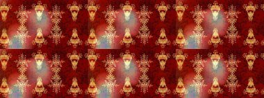 Kış konsepti Raster illüstrasyonu. Kış şablonu kırmızı, kahverengi ve turuncu renkte kar tanesinden yapılmıştır. Düz yatıyordu.