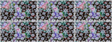 Raster dikişsiz şirin çiçek deseni. Tarafsız renklerde çiçekler. Bahar mevsimi. Tatil havası. Nazik romantik baskı.