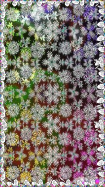 Gri renkli çiçekler. Raster Illustrasyon 'da moda olmayan çiçek deseni. Düz Çiçek Elementleri Tasarımı. Renkli Yaz Temalı Kusursuz Arkaplan.