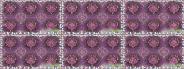 Renkli Bahar Temalı Kusursuz Arkaplan. Mor renkli çiçekler. Çiçekle kusursuz desen. Düz Çiçek Elementleri Tasarımı.