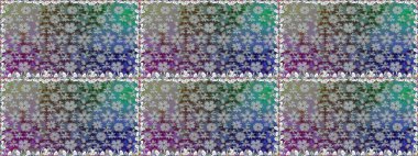 Yapraklı kusursuz desen. Davetiye ve kartpostal tasarımı için dekoratif çiçek unsurları. Tekstil için figür. Poster ya da kapak için arka plan. Sevimli zarif çiçekler Raster illüstrasyonu.