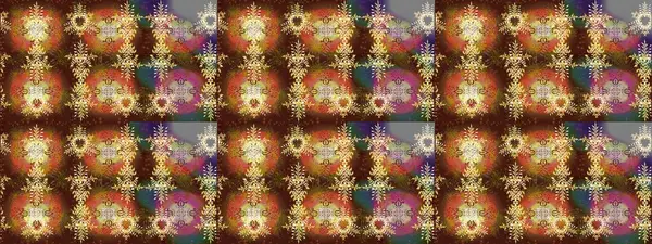 Yuvarlak raster kar tanesi. Renkli arka planda izole tatlı kar taneleri. Soyut kış kahverengisi, nötr ve sarı süs. Güzel kar tanesi. Raster illüstrasyonu.