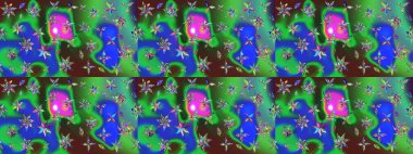 Eskiz arkaplan modeli. Çiçekler yeşile. Suluboya, elle çizilmiş. Raster stoku.