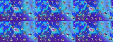 Güzel çiçek deseni. Mavi renkli çiçekler. Düz Çiçek Elementleri Tasarımı. Renkli Bahar Teması çizim şablonu.