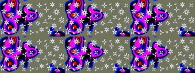 Yeşil renkli çiçekler. Raster illüstrasyonu. Tropikal çizim çiçek deseni.