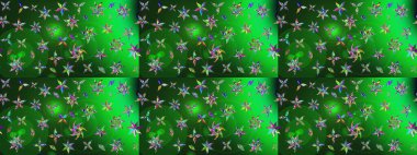 Düz Çiçek Elementleri Tasarımı. Yeşil renkli çiçekler. Renkli Bahar Teması eskiz kalıbı. Raster illüstrasyonunda çiçek deseni çizimi.