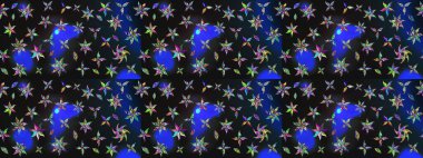 Gri renkli çiçekler. Renkli Bahar Teması eskiz kalıbı. Çiçek desenli eskiz. Düz Çiçek Elementleri Tasarım Raster illüstrasyonu.