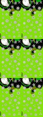 Küçük çiçekteki sevimli çiçek deseni. Yumuşak, yeşil renkli yaz çiçekleri. Raster deseni. Raster illüstrasyonu.