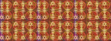 El çizimi, dövme stili karalama, kumaş tasarımı ve Raster illüstrasyonunda kartlar. Sanat terapisi tarzı Zen çizim için kahverengi, turuncu ve pembe mandala şeklinde kar taneleri.