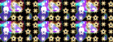 Siyah, mor ve kahverengi renkli kar taneleri. Kar tanesi raster deseni. Renkli arka planda izole tatlı kar taneleri. Raster illüstrasyonu.