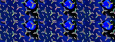 Kar taneleri arka planda. Raster illüstrasyonu. Kar tanesi süsleme deseni. Arkaplanda soyut kar taneleri olan düz tasarım. Kar taneleri deseni.