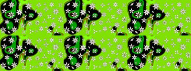 Raster illüstrasyonu. Çizim çiçek deseni duvar kâğıdı olarak kullanılabilir. Yeşil renkte çiçekler.