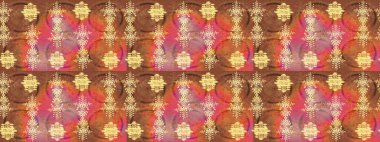 Soyut etnik raster çizim kalıbı. Vadinin çiçekleri kahverengi, pembe ve turuncu renklerde. Çiçekler..