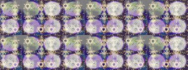 Noel ve yeni yıl moda baskıları için tatil tasarımı. Kar tanelerinin soyut arkaplanlı Noel şablonu. Raster illüstrasyonu. Tarafsız, gri ve mor kar taneleri.