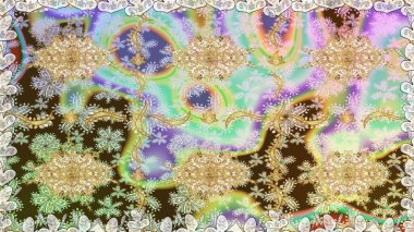 Tarafsız renklerde, altın elementlerle pürüzsüz bir desen. Şam tasarım için kusursuz desen.