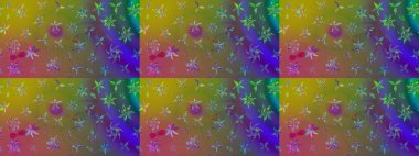 Raster Çiçek İllüstrasyonu 'nun şirin tekstili. Yeşil renkli etnik çiçeklerle zarif eskiz deseni.