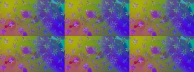 Düz Çiçek Elementleri Tasarımı. Renkli Bahar Teması eskiz kalıbı. Raster Modaya uygun kumaş deseni. Mor renkli şirin çiçek deseni.