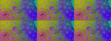 Düz Çiçek Elementleri Tasarımı. Şirin çiçek elementleri. Taslak desenli, modaya uygun kumaş deseni. Renkli Bahar Teması eskiz kalıbı. Raster illüstrasyonu.