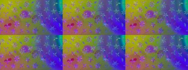 El çizimi Raster çizimi. Çizim çiçek deseni duvar kağıdı, web sitesi arka planı, ambalaj kağıdı, davetiye, broşür, afiş veya web sitesi için kullanılabilir. Parlak elementlerin.