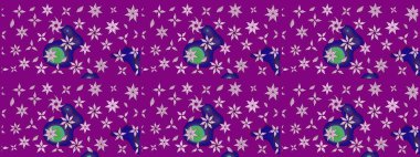 Raster illüstrasyonundaki çiçek desenli çizim. Düz Çiçek Elementleri Tasarımı. Renkli Bahar Teması eskiz kalıbı. Süslü kumaş deseni.