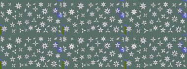 Küçük çiçekteki sevimli çiçek deseni. Raster deseni. Tarafsız renklerde yaz çiçekleri. Raster illüstrasyonu.