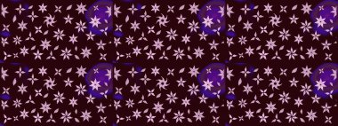 Dallı bahar çiçekleriyle desen, kahverengi renklerle çiçek siluetiyle desen. Raster deseni.