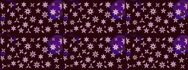 Dallı bahar çiçekleriyle desen, kahverengi renklerle çiçek siluetiyle desen. Raster deseni.