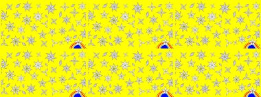 Raster illüstrasyonundaki çiçek desenli çizim. Güzel kumaş deseni. Renkli Bahar Teması eskiz kalıbı. Düz Çiçek Elementleri Tasarımı.