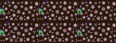 Renkli Bahar Teması eskiz kalıbı. Çiçekli çizim şekli. Kahverengi renkli çiçekler. Düz Çiçek Elementleri Tasarımı.