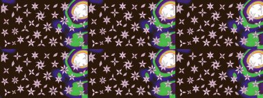 Kahverengi renkli güzel bir tekstil. Suluboya çiçekli çiçek deseni. Raster illüstrasyonu.