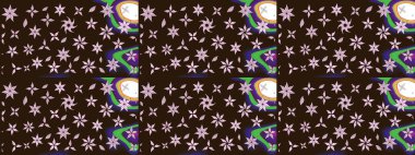 Kahverengi renklerde bahar çiçekleri. Çiçekli karalama şeklinde Raster çiçek deseni. Raster illüstrasyonu.