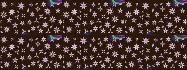 Kahverengi renkli çiçekler. Raster illüstrasyonu. Küçük çiçekte sevimli çiçek deseni var..