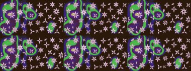 Kahverengi renkli bitkilerden oluşan parlak çiçekli çizim deseni.