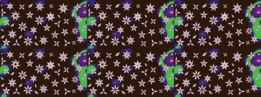 El çizimi. Kahverengi renkli çiçekler. Suluboya çizimi. Çiçekli çizim deseni.