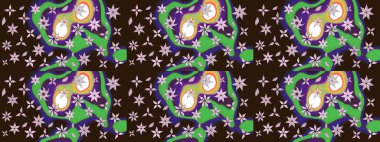 Üzerinde gelincikler ve vadi zambakları olan renkli çiçek desenli nakış deseni. Tekstil tasarımı için kahverengi renkli geleneksel halk çiçekleri buketi.