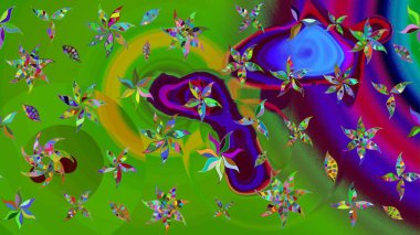 Çizgi çizimi kalıbı. Raster Moda kumaş deseni. Şirin çiçekler..