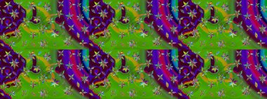 Renkli Yaz Temalı eskiz kalıbı. Düz Çiçek Elementleri Tasarımı. Raster illüstrasyonundaki çiçek desenli çizim. Yeşil renkte çiçekler.