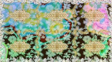 Tarafsız renklerde altın rengi ve altın elementler üzerinde altın pürüzsüz desen. Tarafsız renklerde, altın elementlerle kusursuz klasik desen. Noel, kar tanesi, yeni yıl.