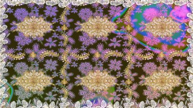 Çiçek süsü kumaş deseni, cam, çiçek desenli metal gri renkli ve altın elementli. Klasik raster altın pürüzsüz desen.