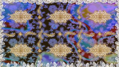 Kahverengi renklerde, altın elementlerle kusursuz desen. Geleneksel oryantasyon süsü. Raster illüstrasyonu. Klasik klasik klasik arka plan. Kusursuz klasik raster altın desenli.