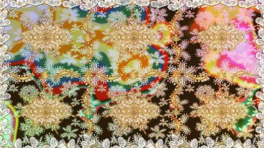 Klasik klasik klasik arka plan. Geleneksel oryantasyon süsü. Kusursuz klasik raster altın desenli. Tarafsız renklerde altın elementlerle kusursuz desen.