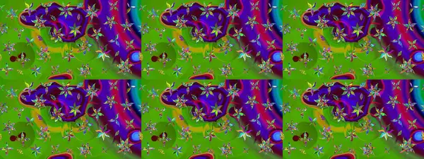 Düz Çiçek Elementleri Tasarımı. Sketch Colour Spring Theme eskiz kalıbı. Sevimli çiçek raster deseni. Yeşil renkte çiçekler.